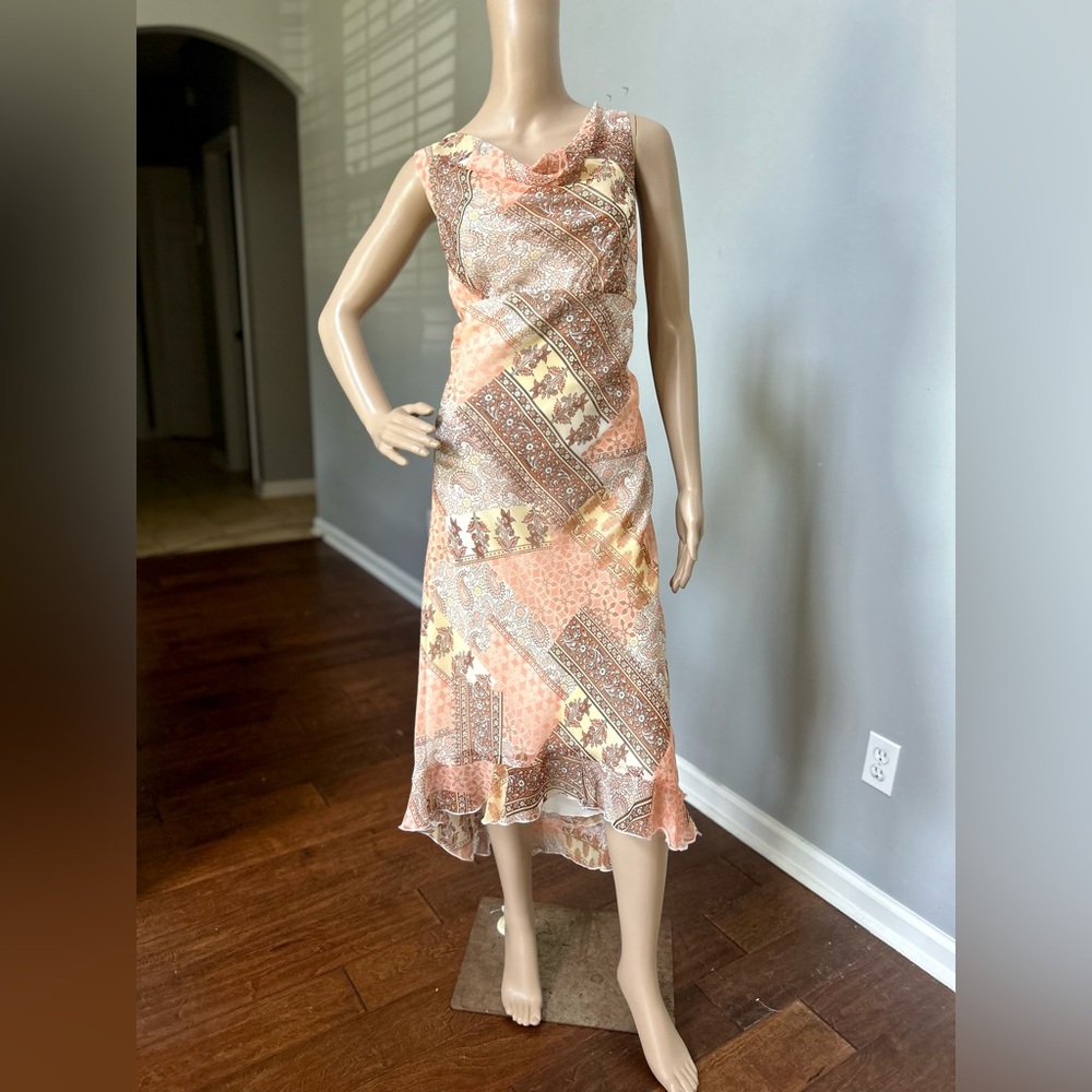 Vintage B.Smart Neutral Paisley Patchwork Midi Dress